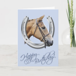 Carte Anniversaire de cheval et de fer à cheval