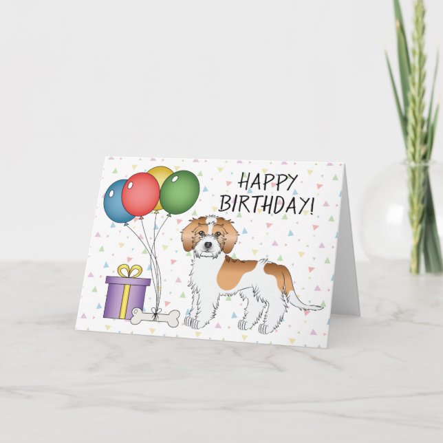 Carte Anniversaire de chien Mini Goldendoodle couleur ab (Devant)