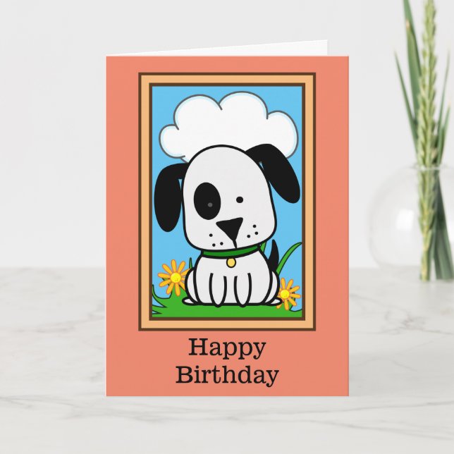 Carte Anniversaire de chien noir et blanc (Devant)