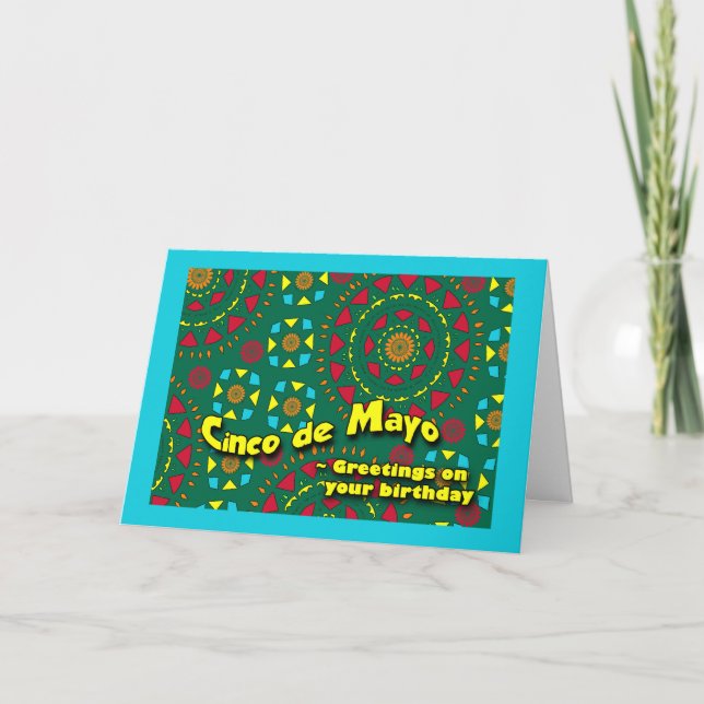 Carte Anniversaire de Cinco De Mayo, motif de mosaïque (Devant)