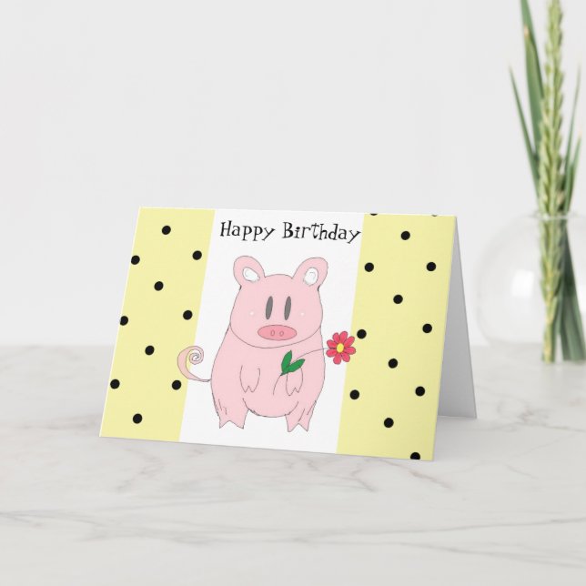 Carte Anniversaire de cochon humoristique (Devant)