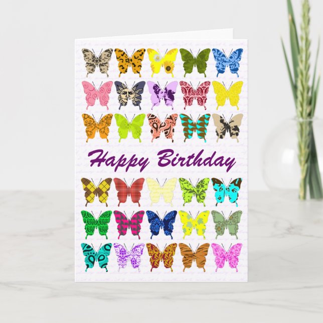 Carte Anniversaire de collage de papillon (Devant)