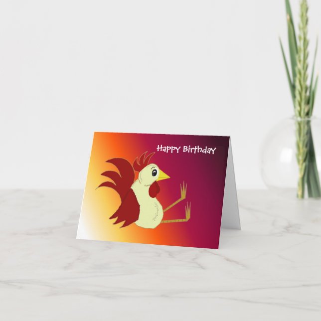 Carte Anniversaire de coq drôle (Devant)