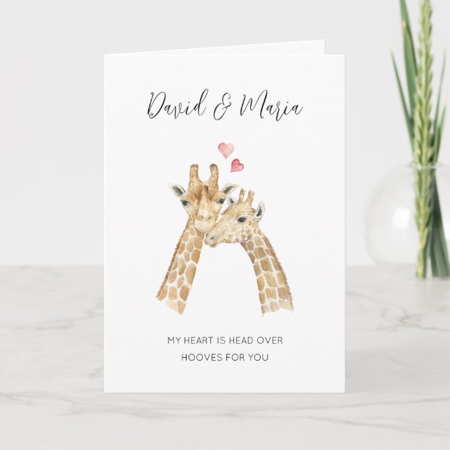 Carte Anniversaire de couple de girafes (Devant)