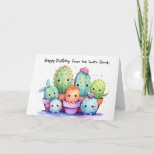 Carte Anniversaire de Cute Cactus en famille