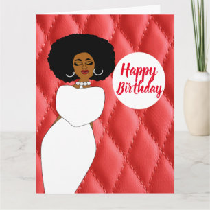Carte Anniversaire de Dame Afro Américaine aux Cheveux B
