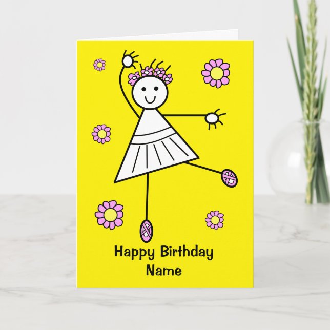 Carte Anniversaire de danseuse de ballet de fille mignon (Devant)