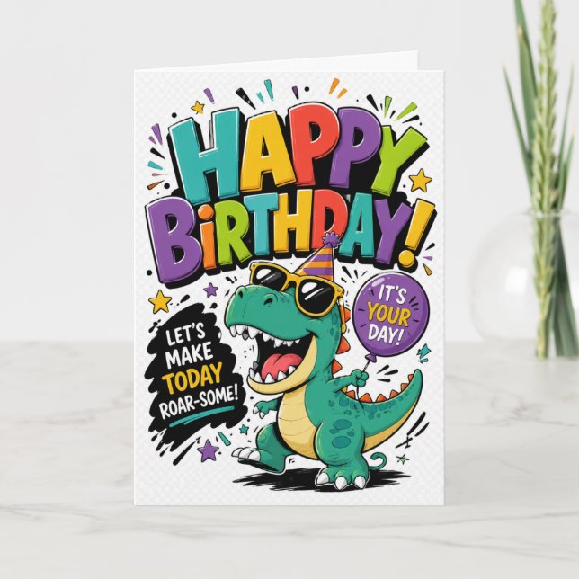 Carte Anniversaire de dinosaure (Devant)