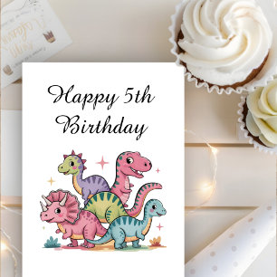 Carte Anniversaire de dinosaure personnalisé pour filles