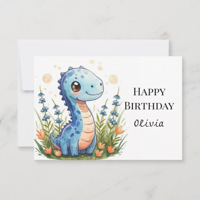 Carte Anniversaire de dinosaures imprimés enchantés (Devant)