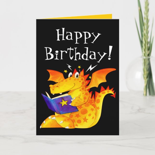 Carte Anniversaire de dragon mignon drôle du bébé de (Devant)