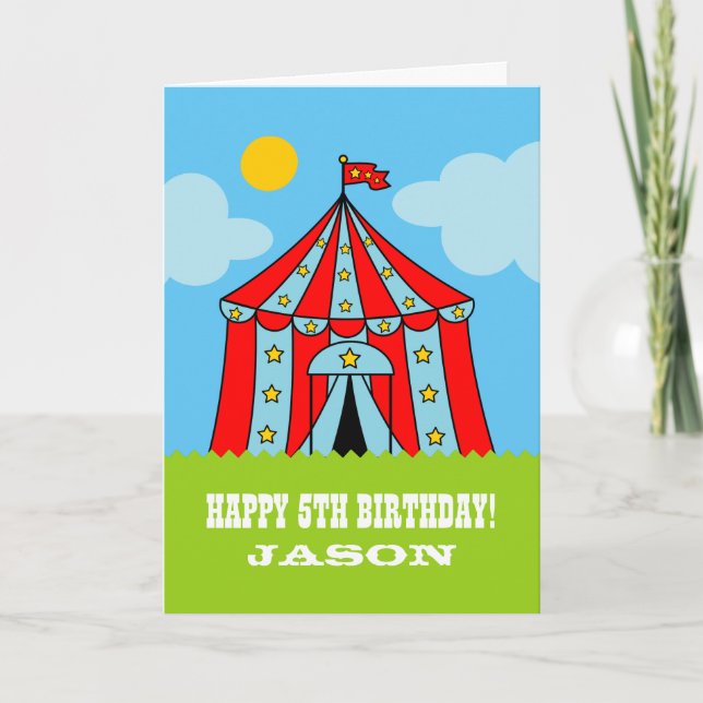 Carte Anniversaire de enfant avec tente carnavale (Devant)