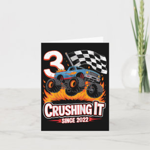 Carte Anniversaire de enfant Camion Monster 3 ans Garçon