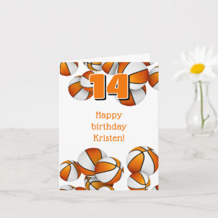 Carte anniversaire de enfant de basket blanc orange