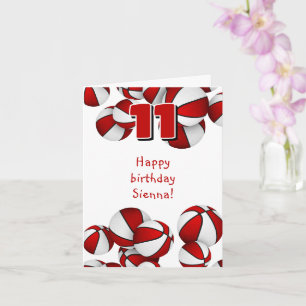 Carte anniversaire de enfant de basket blanc rouge