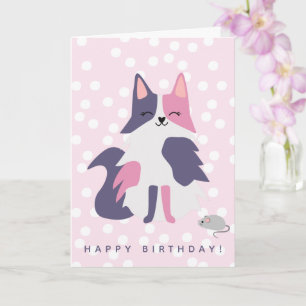 Carte Anniversaire de enfant de chats mignon rose et mau