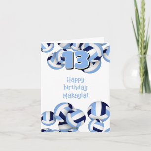Carte anniversaire de enfant de volley-ball bleu blanc