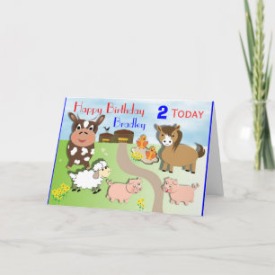 Carte Anniversaire de enfant des animaux de ferme