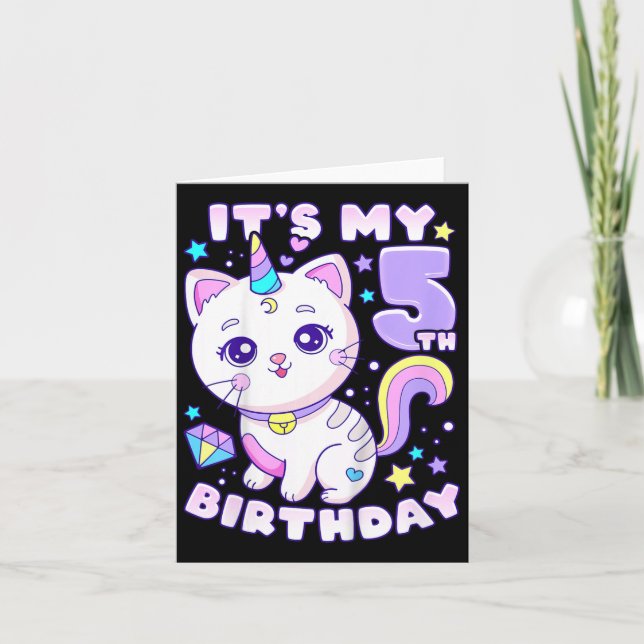 Carte Anniversaire de enfant fille 5 ans (Devant)