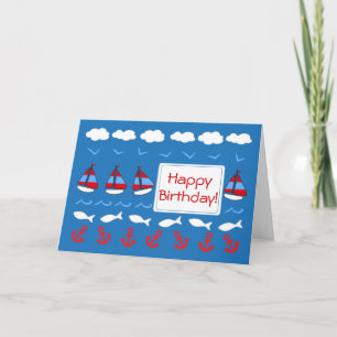 Carte Anniversaire de enfant Rouge Bleu Bleu Patriotique