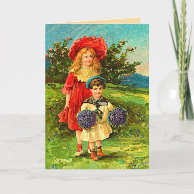 Carte Anniversaire de enfant vintage (Devant)