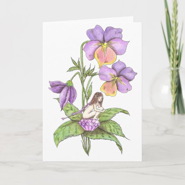 Carte Anniversaire de fée de février (Devant)