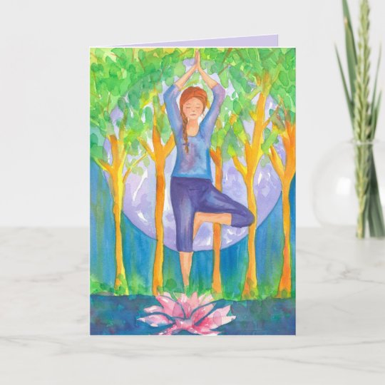 Carte Anniversaire De Femme De Pose D Arbre De Yoga Zazzle Fr