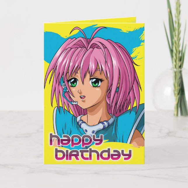 Carte Anniversaire de fille d'Anime (Devant)