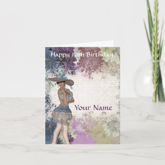 Carte Anniversaire de fille romantique de rose de (Devant)
