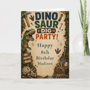 Carte Anniversaire de fouille de dinosaures