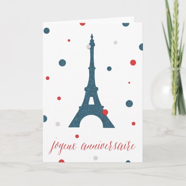 Carte Anniversaire de Français de Tour Eiffel (Devant)