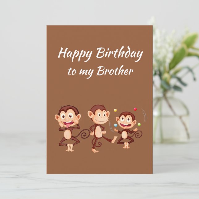 Carte Anniversaire de frère comme des singes merveilleux (Debout devant)