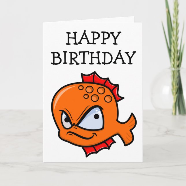 Carte Anniversaire de Fun Goldfish En colère (Devant)