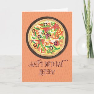 Carte Anniversaire de gâteau pizza adolescent neveu