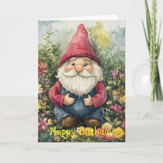 Carte Anniversaire de gnome de jardin (Devant)