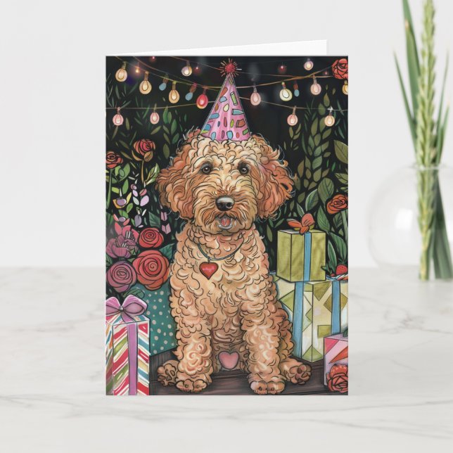 Carte Anniversaire de Goldendoodle (Devant)