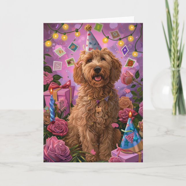 Carte Anniversaire de Goldendoodle (Devant)