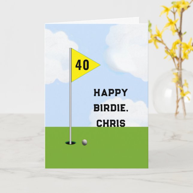 Carte Anniversaire de golf personnalisé (Fleur jaune)