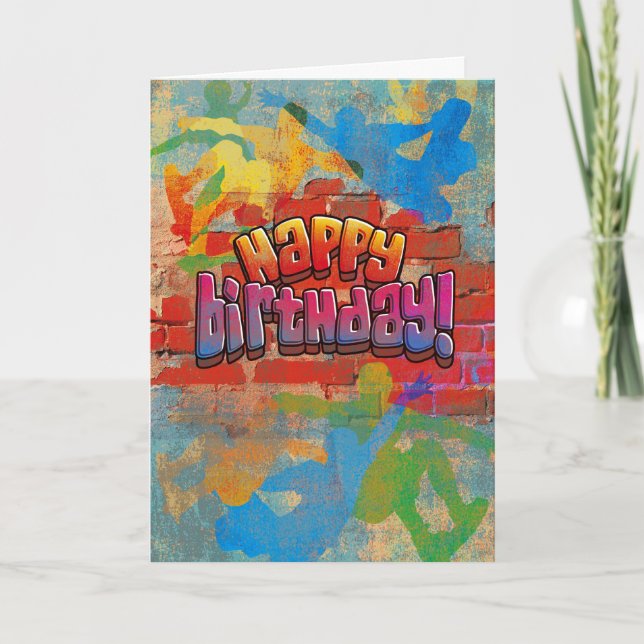 Carte Anniversaire de graffiti de planche à roulettes (Devant)