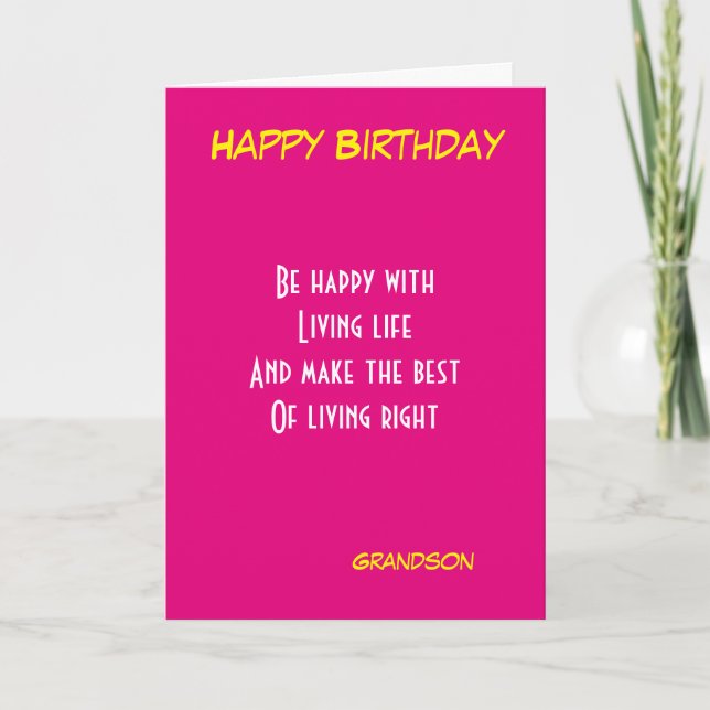 Carte Anniversaire de Grandson (Devant)