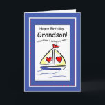 Carte Anniversaire de Grandson, Bateau à voile, Christia<br><div class="desc">Cette carte mignonne sera en douceur lorsque vous l'envoyez à votre petit-fils! Le passage des écritures se trouve à l'intérieur.</div>