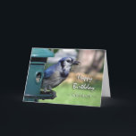 Carte Anniversaire de Grandson, Jay bleu à Feeder<br><div class="desc">Photographie d'un Jay Bleu à une mangeoire d'oiseaux. Parfait pour cet amateur d'oiseaux. Carte d'anniversaire pour un petit-fils. Copyright © 2014,  Shoaff Ballanger Studios.</div>