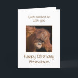 Carte Anniversaire de Grandson, Orang Utan<br><div class="desc">Donnez à votre petit-fils un singe coquin d'une carte d'anniversaire. Une carte d'anniversaire pour votre banane préférée ! Un bébé orangoutan à l'air mignon.</div>