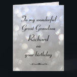 Carte Anniversaire de Great Grandson<br><div class="desc">Carte de voeux d'anniversaire Great Grandson,  moderne et élégante.</div>