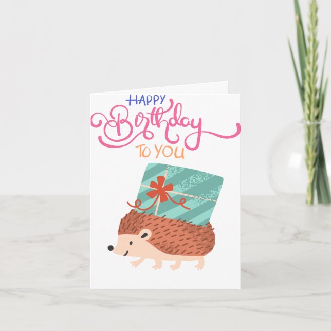 Carte Anniversaire de Hérisson Mignon et Lumineux (Devant)