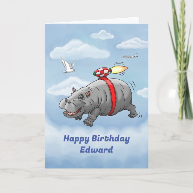 Carte Anniversaire de Hippo Fusée (Devant)