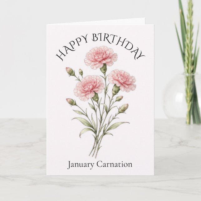 Carte Anniversaire de janvier Carnation (Devant)