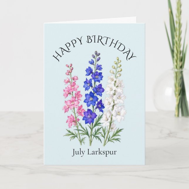 Carte Anniversaire de juillet Larkspur (Devant)