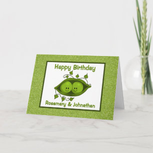 Carte Anniversaire de Jumeaux, Deux Petits Pois Dans Une