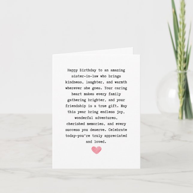 Carte Anniversaire de la belle-sœur (Devant)
